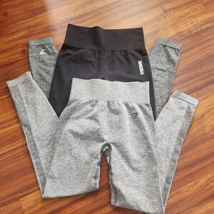 Gymshark Women's Black and Gray Leggings Duo